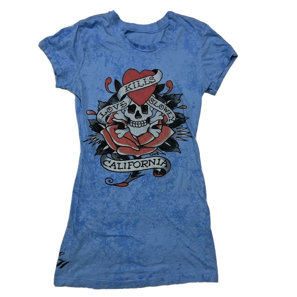 RARE Y2K Vintage Ed Hardy Love Kills Slowly T-Shirt Dress Size: Small